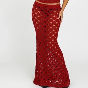 Red knit skirt